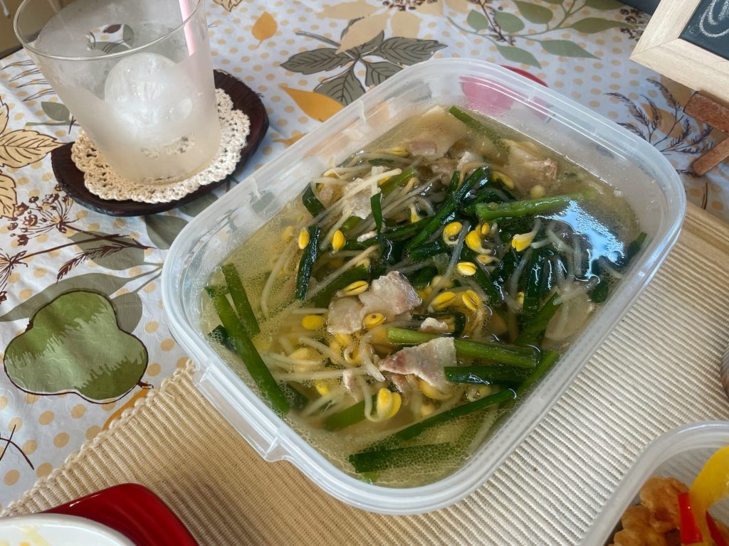 料理教室マンツーマンもやしニラスープ