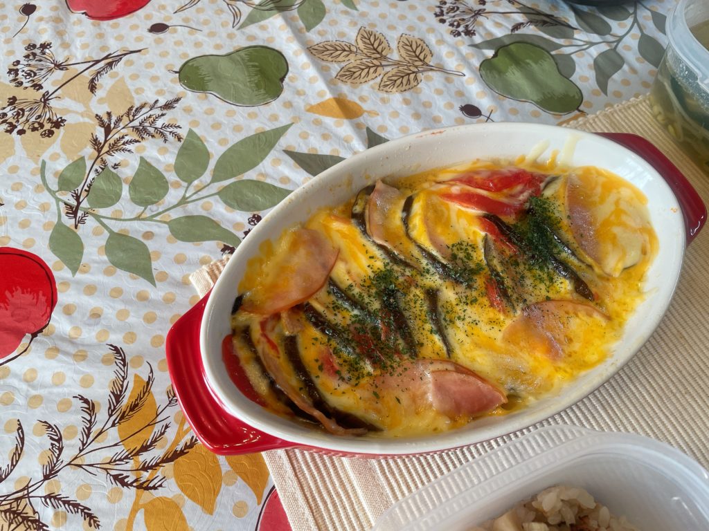 料理教室マンツーマントマト茄子チーズ焼き
