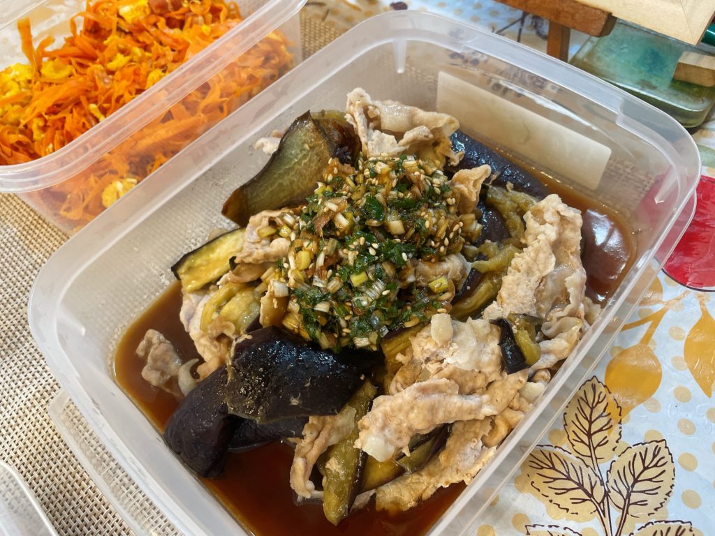 料理教室マンツーマン茄子豚蒸し煮