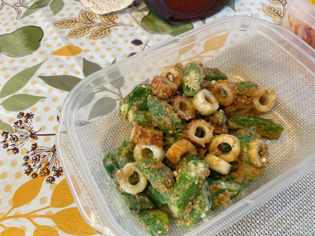 料理教室マンツーマンオクラ胡麻和え