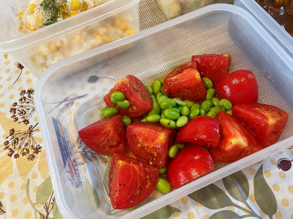 料理教室マンツーマン枝豆トマトマリネ