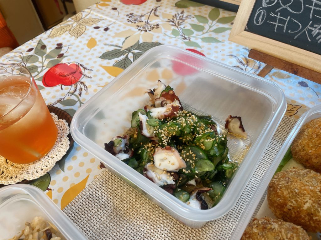 料理教室マンツーマンタコきゅうり酢の物