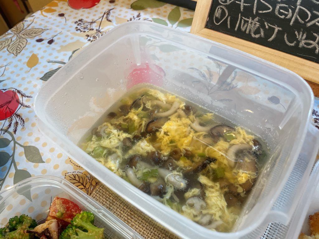 料理教室マンツーマンきのこ卵スープ