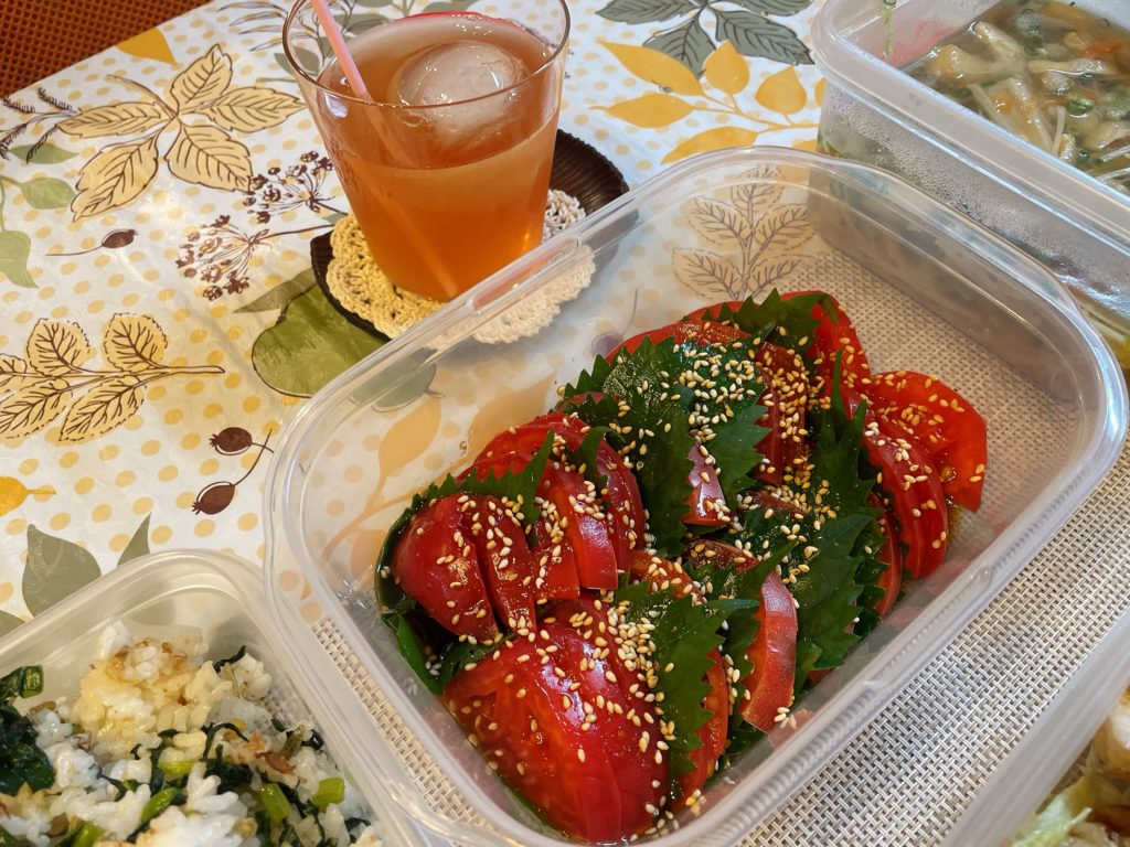 料理教室マンツーマンとまとしそ漬け