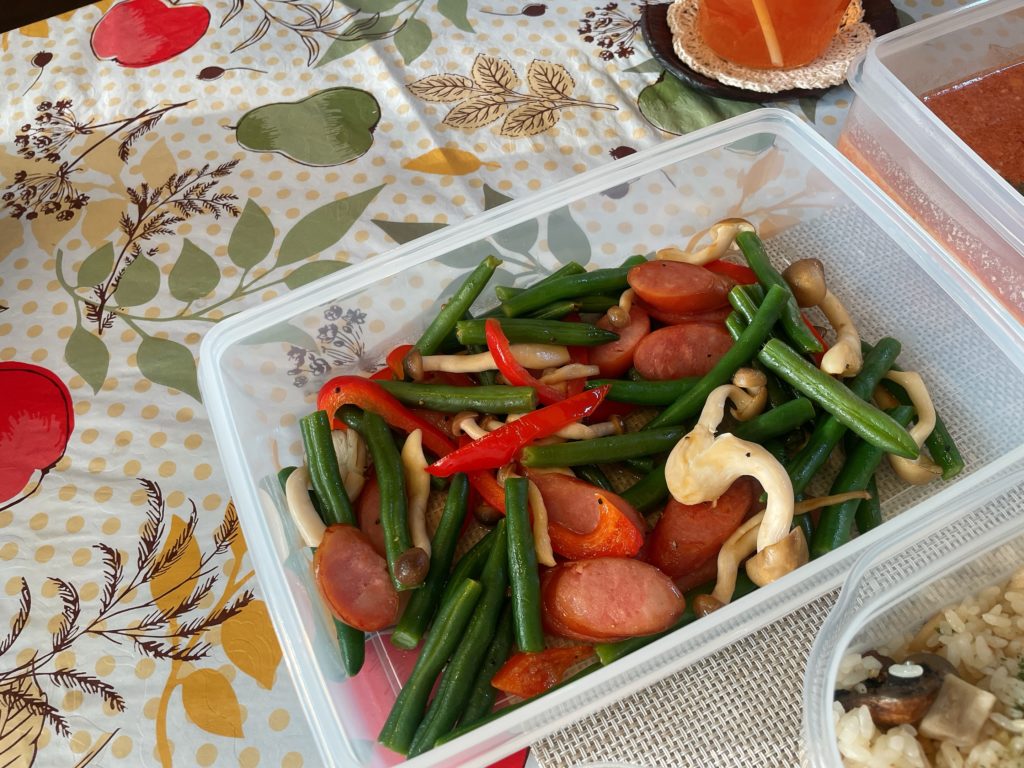 料理教室マンツーマンインゲンソーセージソテー