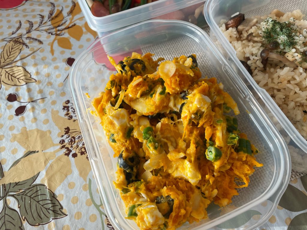 料理教室マンツーマンかぼちゃサラダ