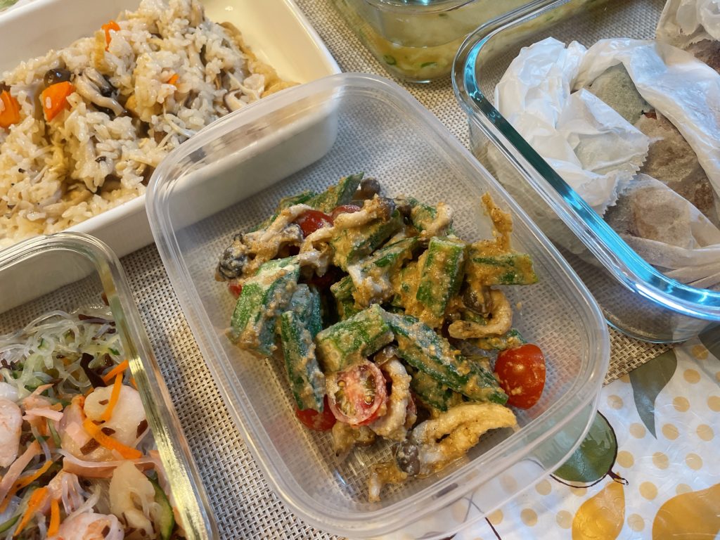 料理教室マンツーマンオクラ胡麻和え