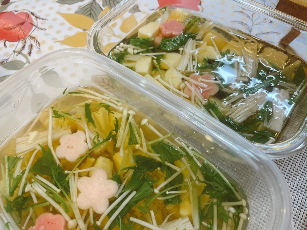 料理教室マンツーマン卵豆腐のお吸い物