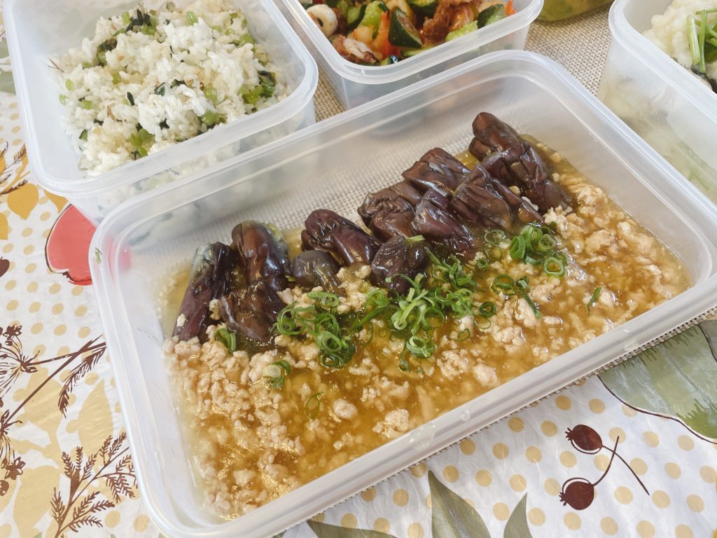 料理教室マンツーマン茄子鶏そぼろあんかけ