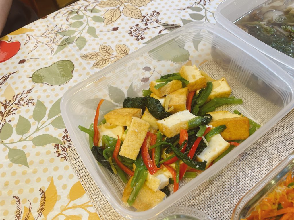 料理教室マンツーマン厚揚げ小松菜炒め