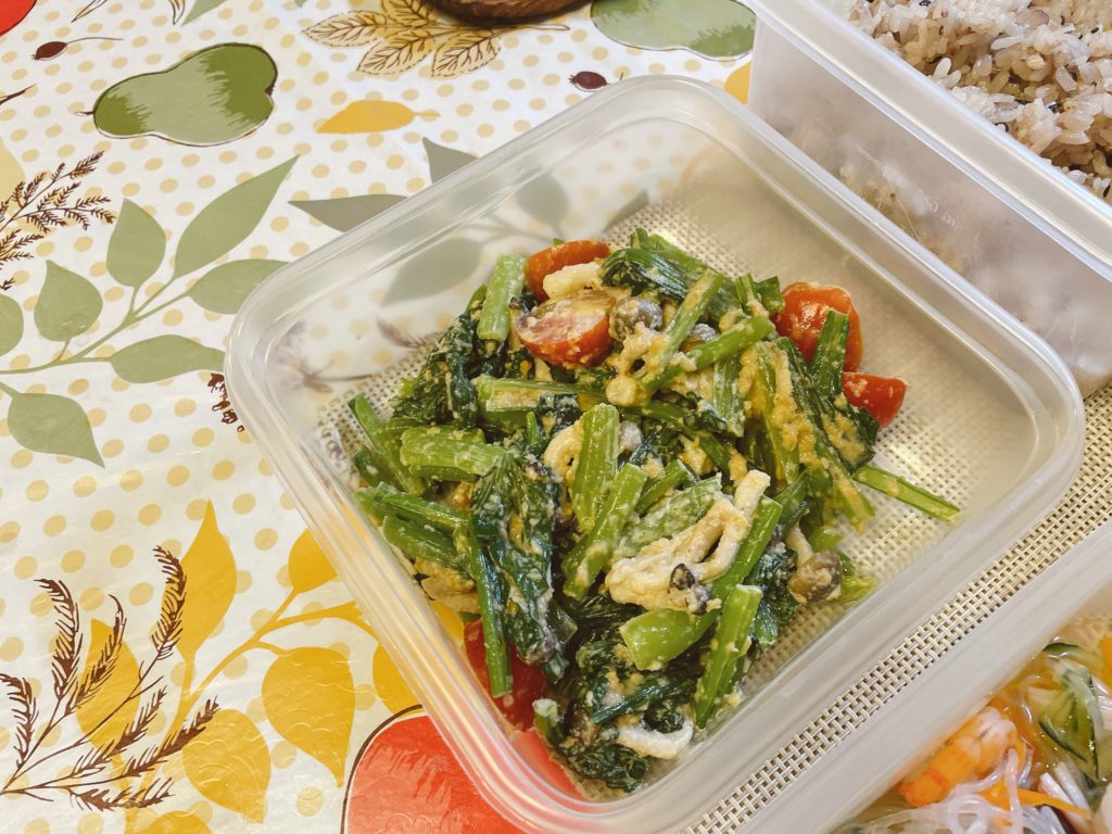 料理教室マンツーマン小松菜胡麻和え