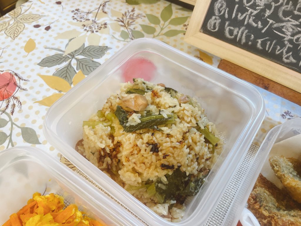 料理教室マンツーマン鶏小松菜ごはん