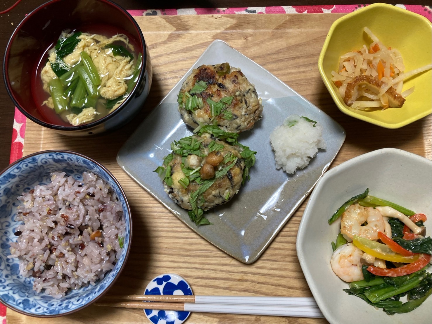 料理教室マンツーマン阿智揚げひじきつくねセット盛り付け