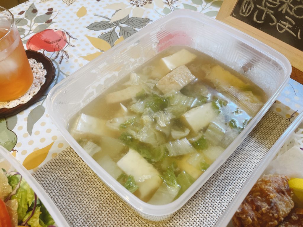 料理教室マンツーマン白菜味噌汁
