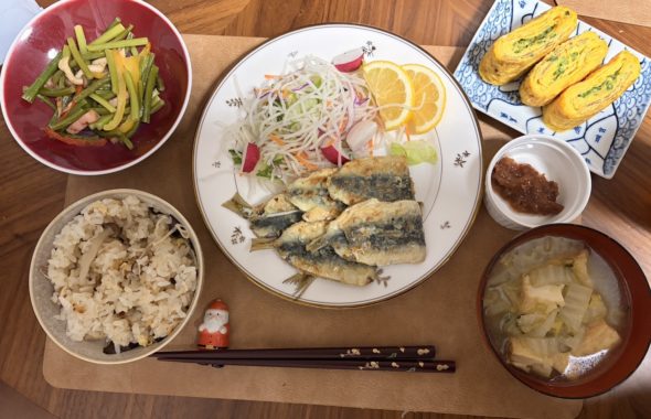 料理教室マンツーマンいわしの梅焼きセット盛り付け