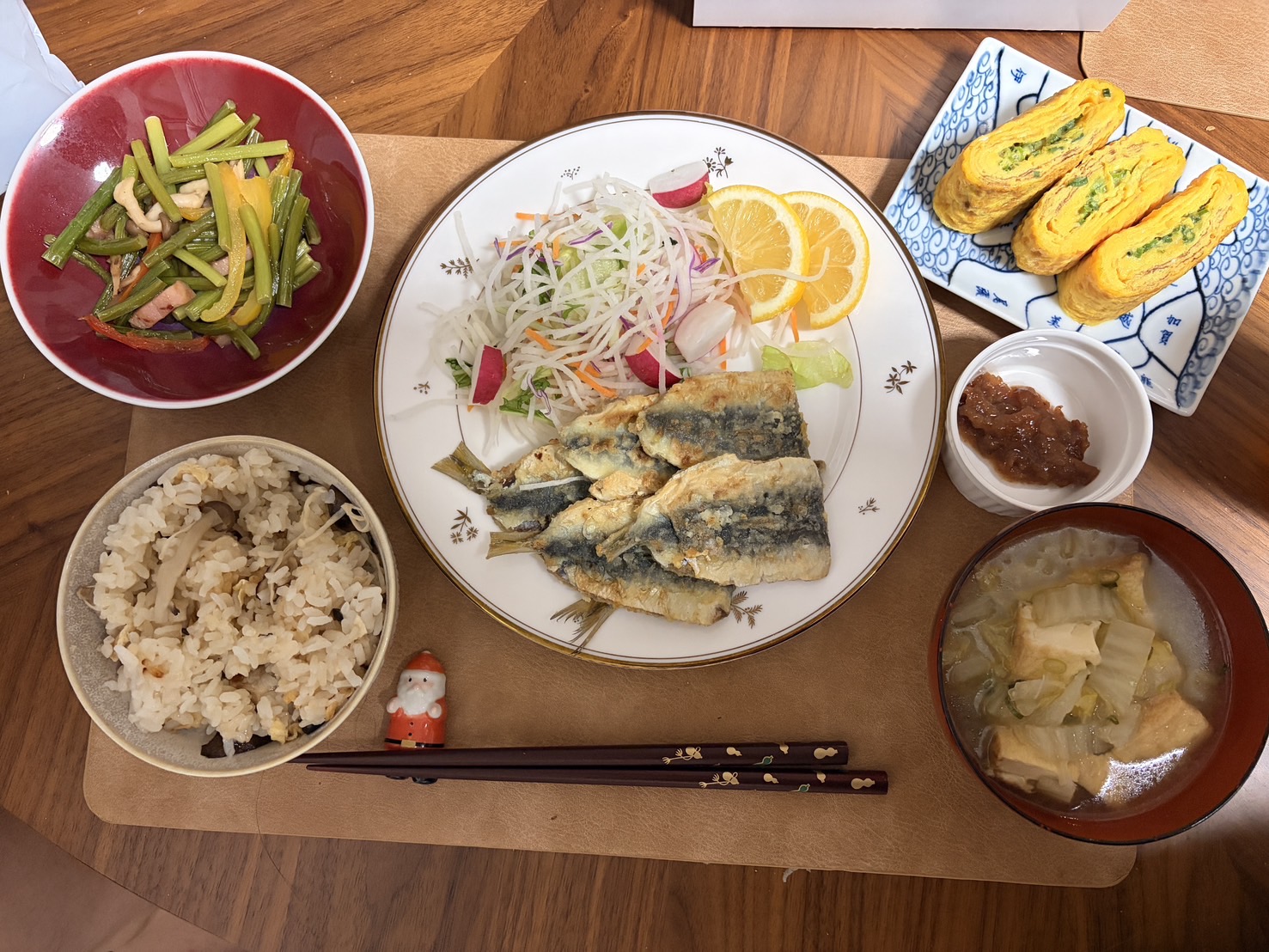 料理教室マンツーマンいわしの梅焼きセット盛り付け