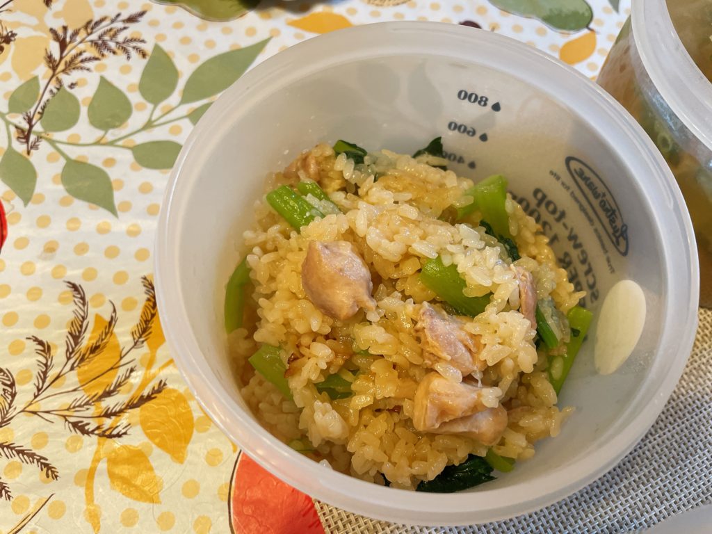 料理教室マンツーマン鶏小松菜炊き込みご飯