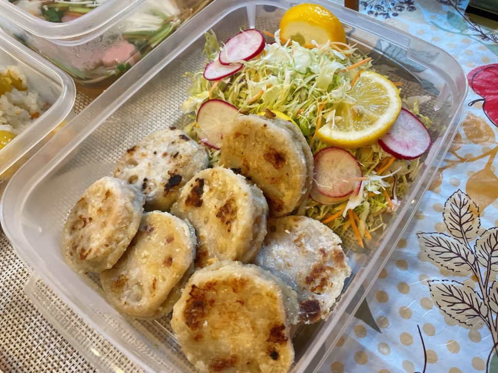 料理教室マンツーマンレンコンはさみ焼き