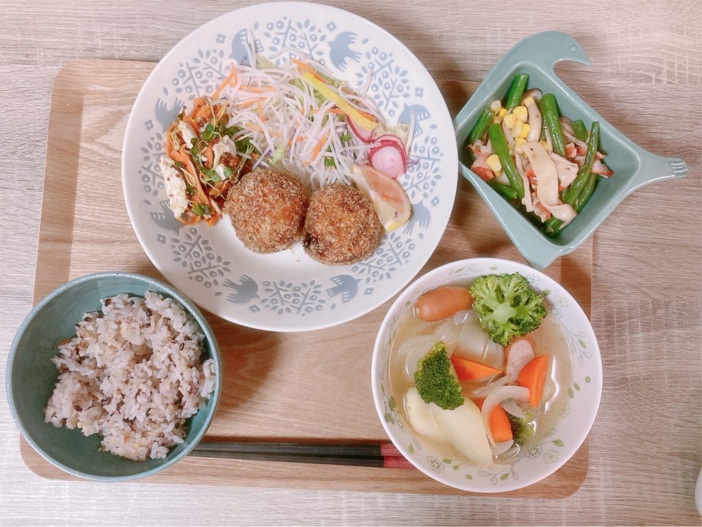 料理教室マンツーマンかぼちゃコロッケセット盛り付け