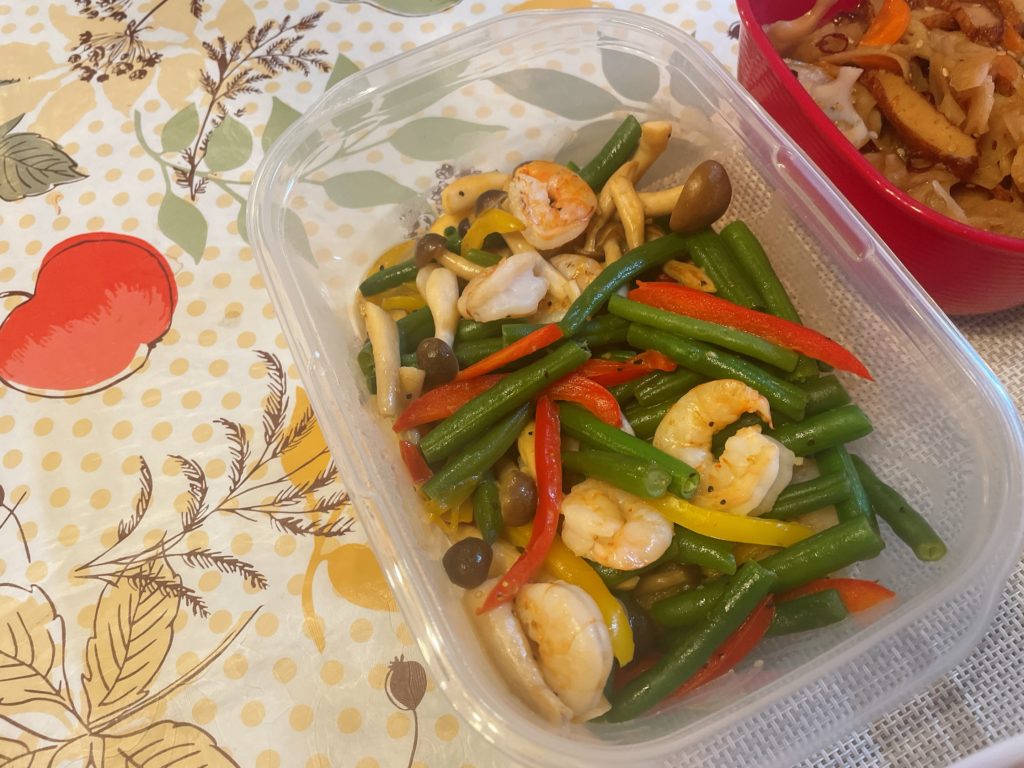 料理教室マンツーマン海老インゲンソテー