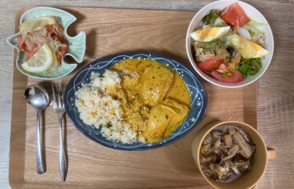 料理教室マンツーマンバターチキンカレーセット盛り付け