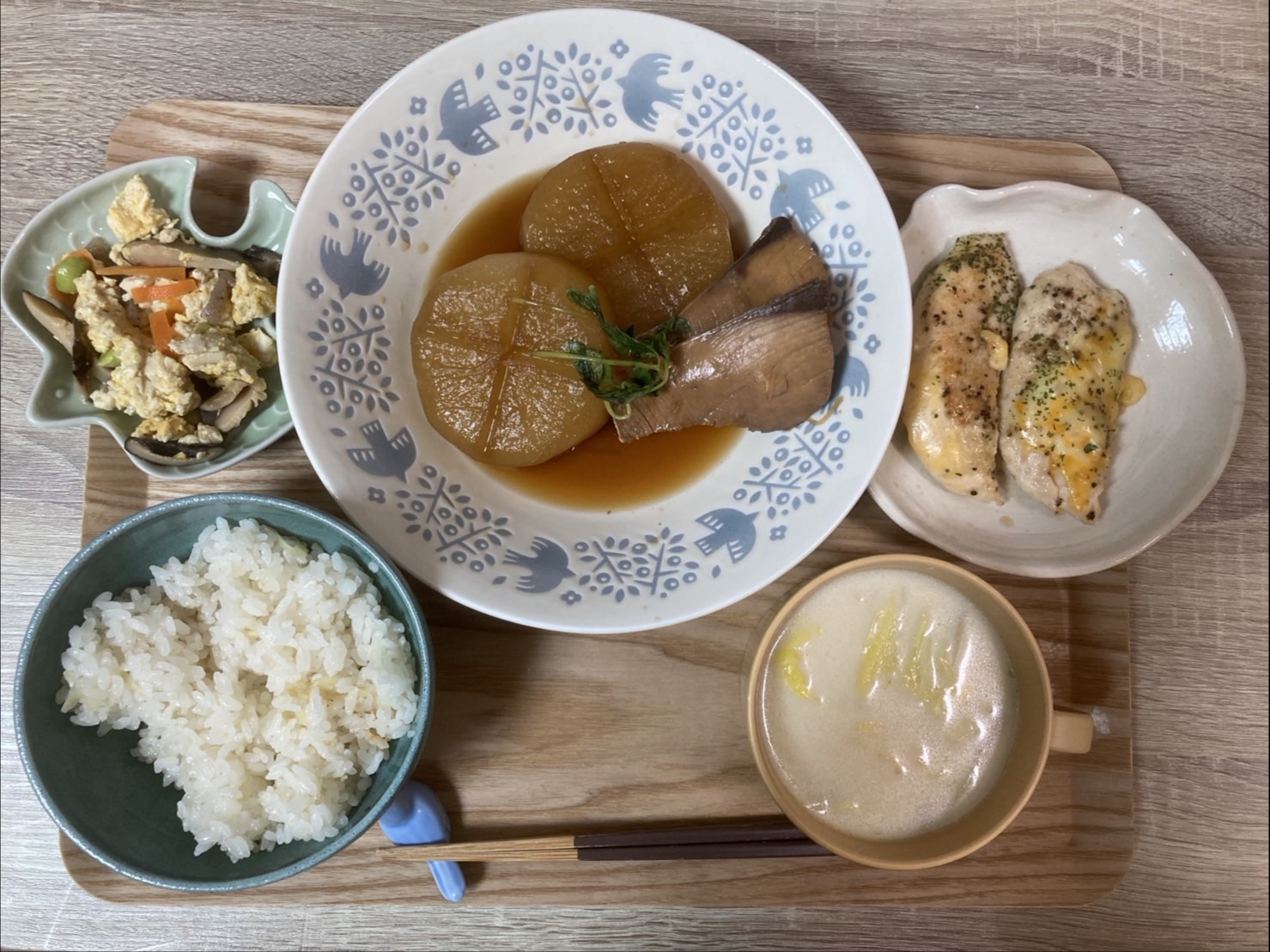 料理教室マンツーマンぶり大根セット盛り付け