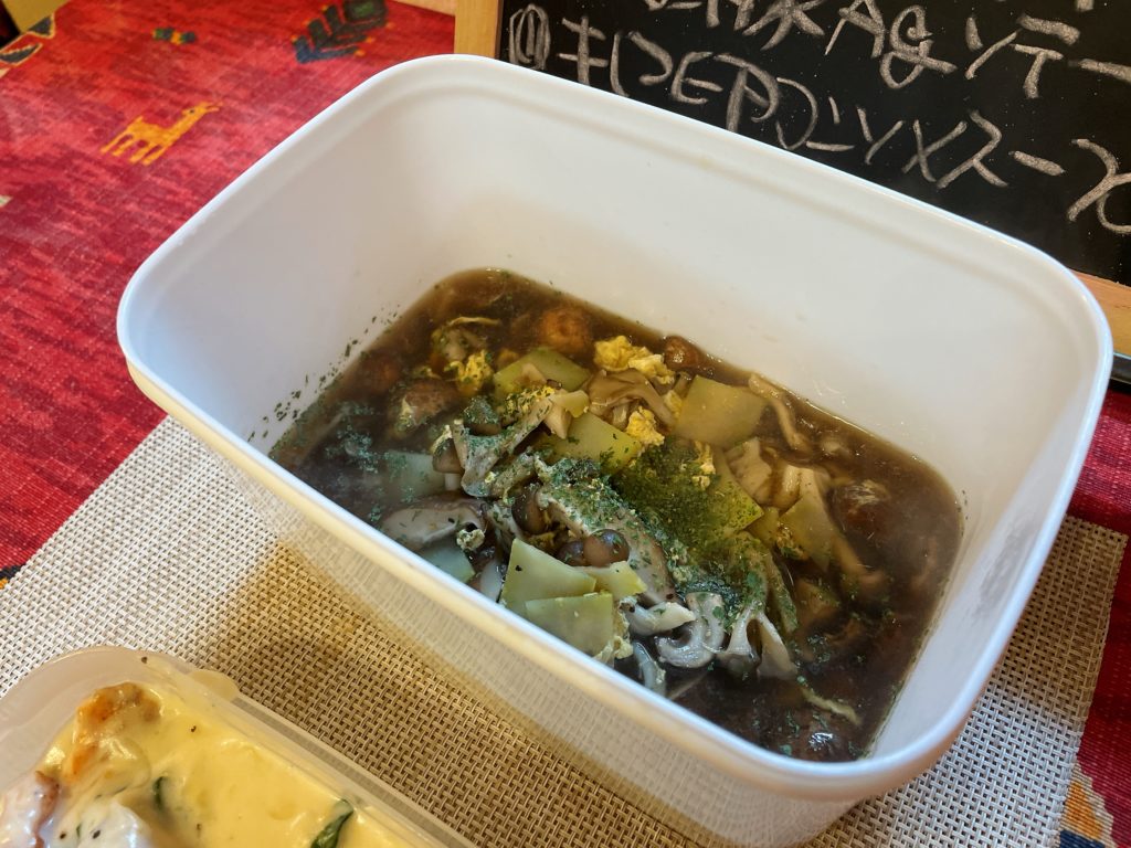 料理教室マンツーマンマイタケ卵スープ
