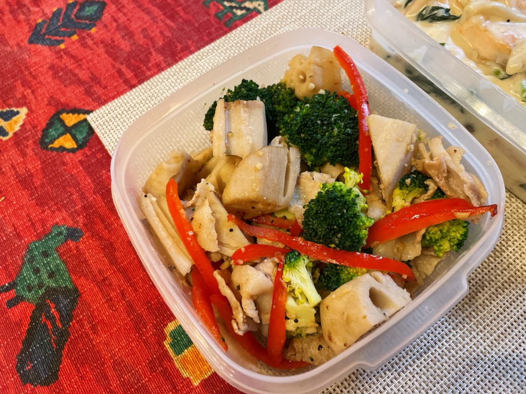 料理教室マンツーマン鮭レンコンブロッコリー