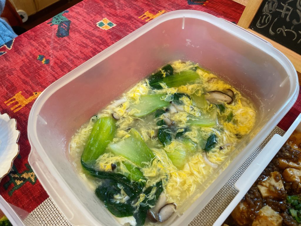 料理教室マンツーマン青梗菜卵スープ