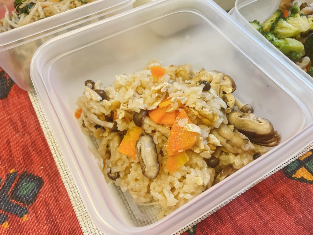 料理教室マンツーマンきのこ炊き込みご飯