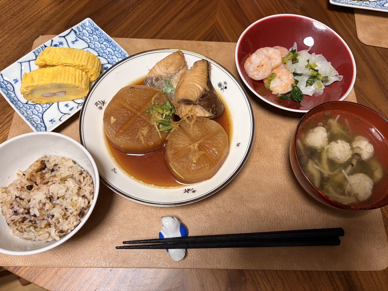 料理教室マンツーマンぶり大根セット盛り付け