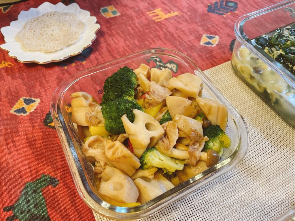 料理教室マンツーマン蓮根ブロッコリー