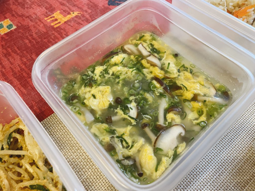 料理教室マンツーマン春雨きのこ卵スープ