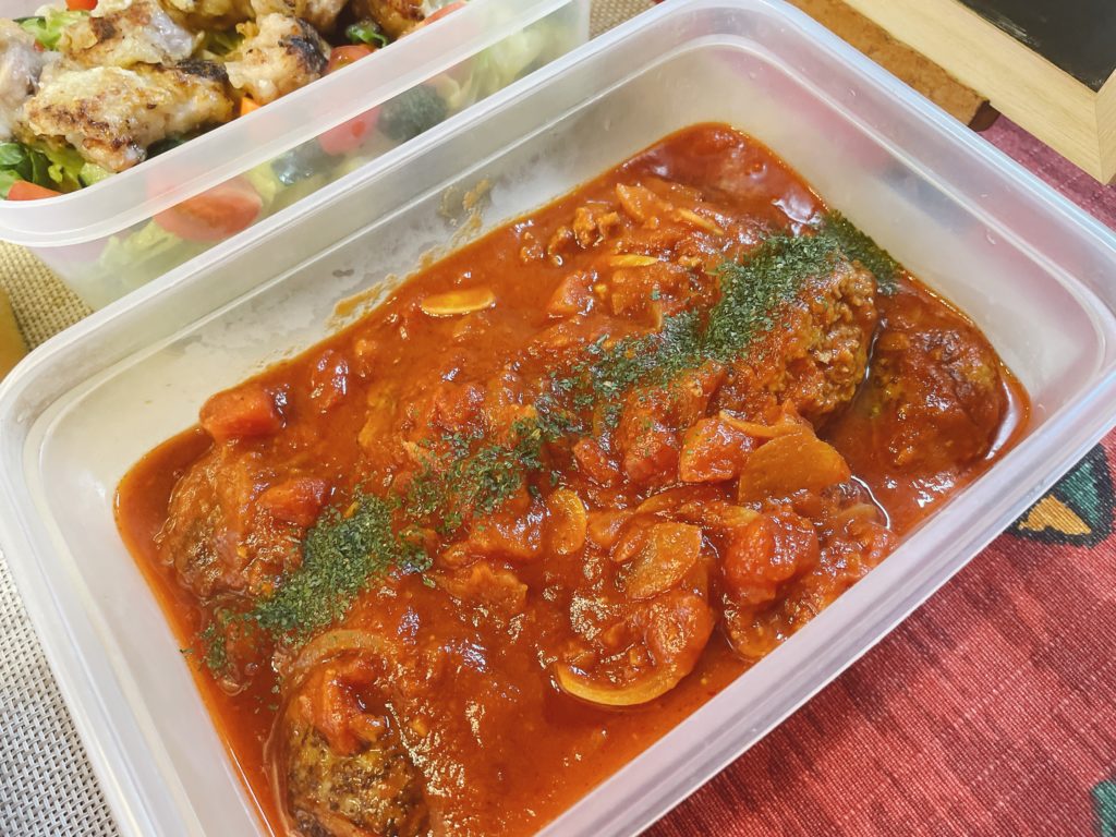 料理教室マンツーマントマト煮込みハンバーグ