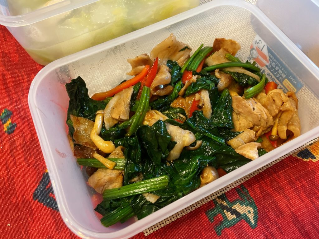 料理教室マンツーマンほうれん草炒め