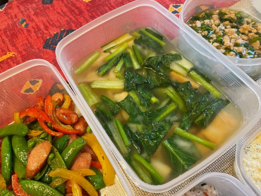 料理教室マンツーマン小松菜厚揚げ味噌汁