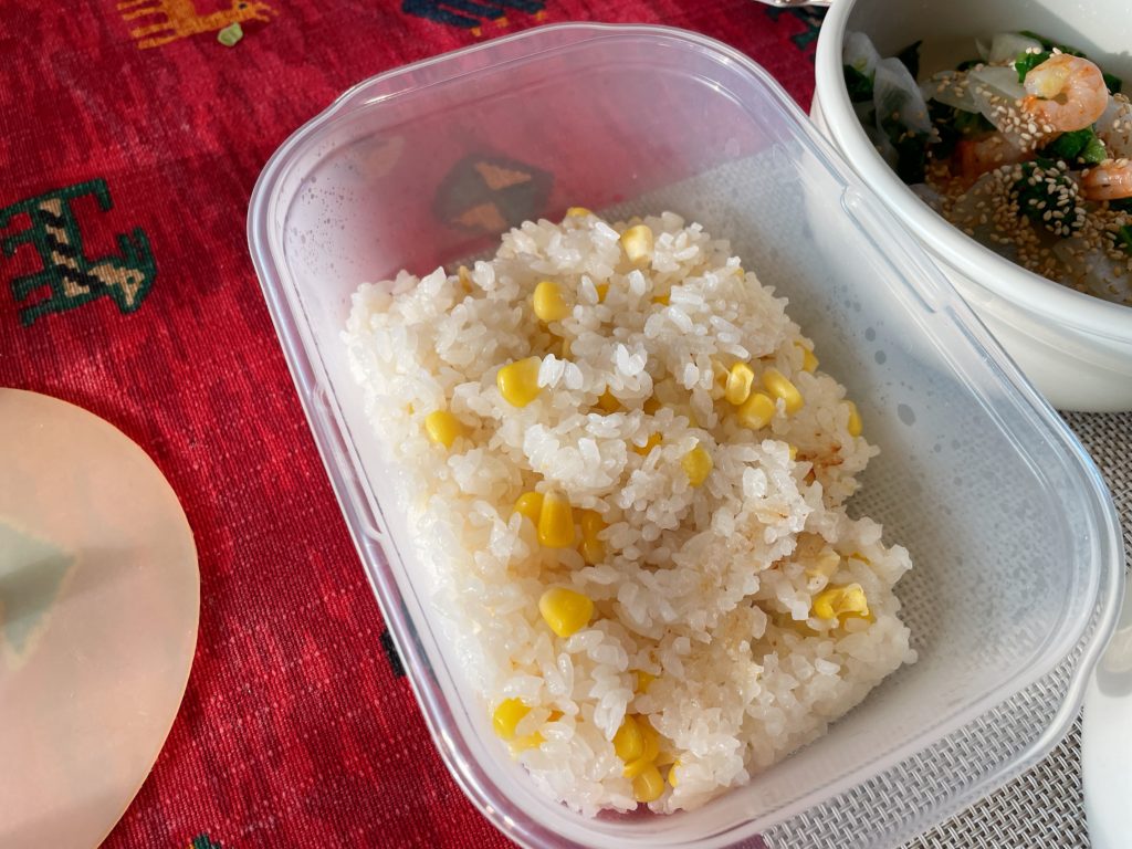 料理教室マンツーマントウモロコシご飯