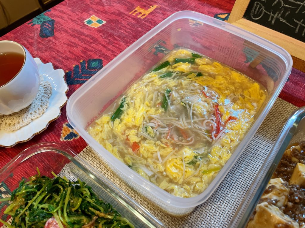 料理教室マンツーマンカニカマ卵スープ