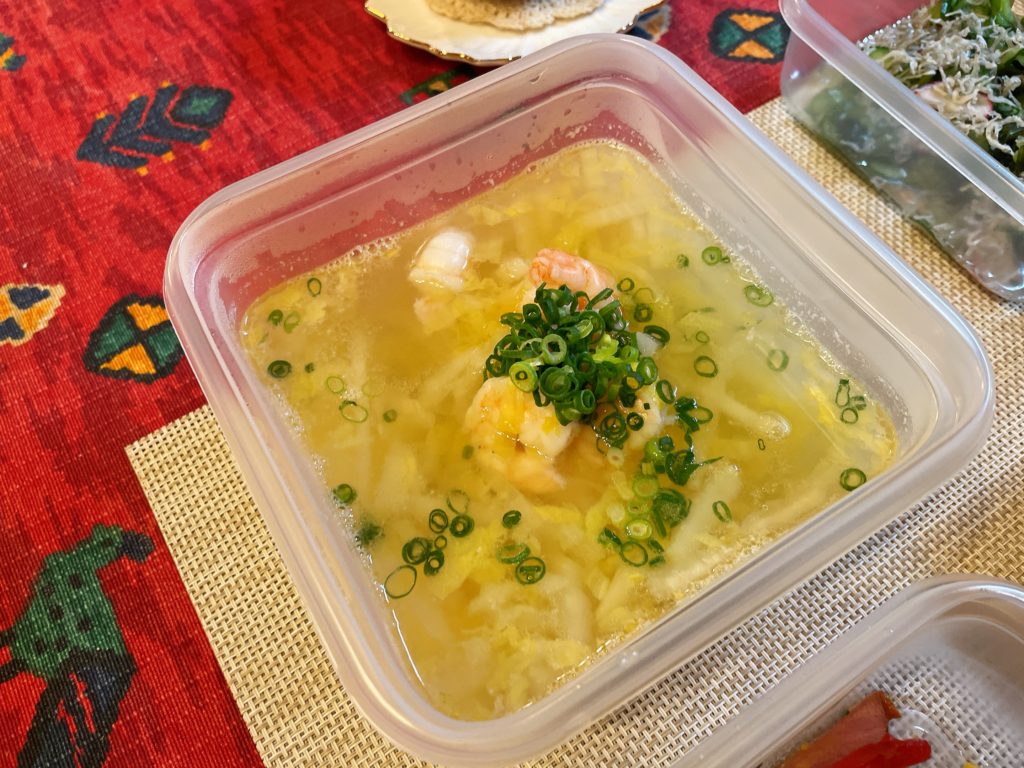 料理教室マンツーマン白菜海老スープ
