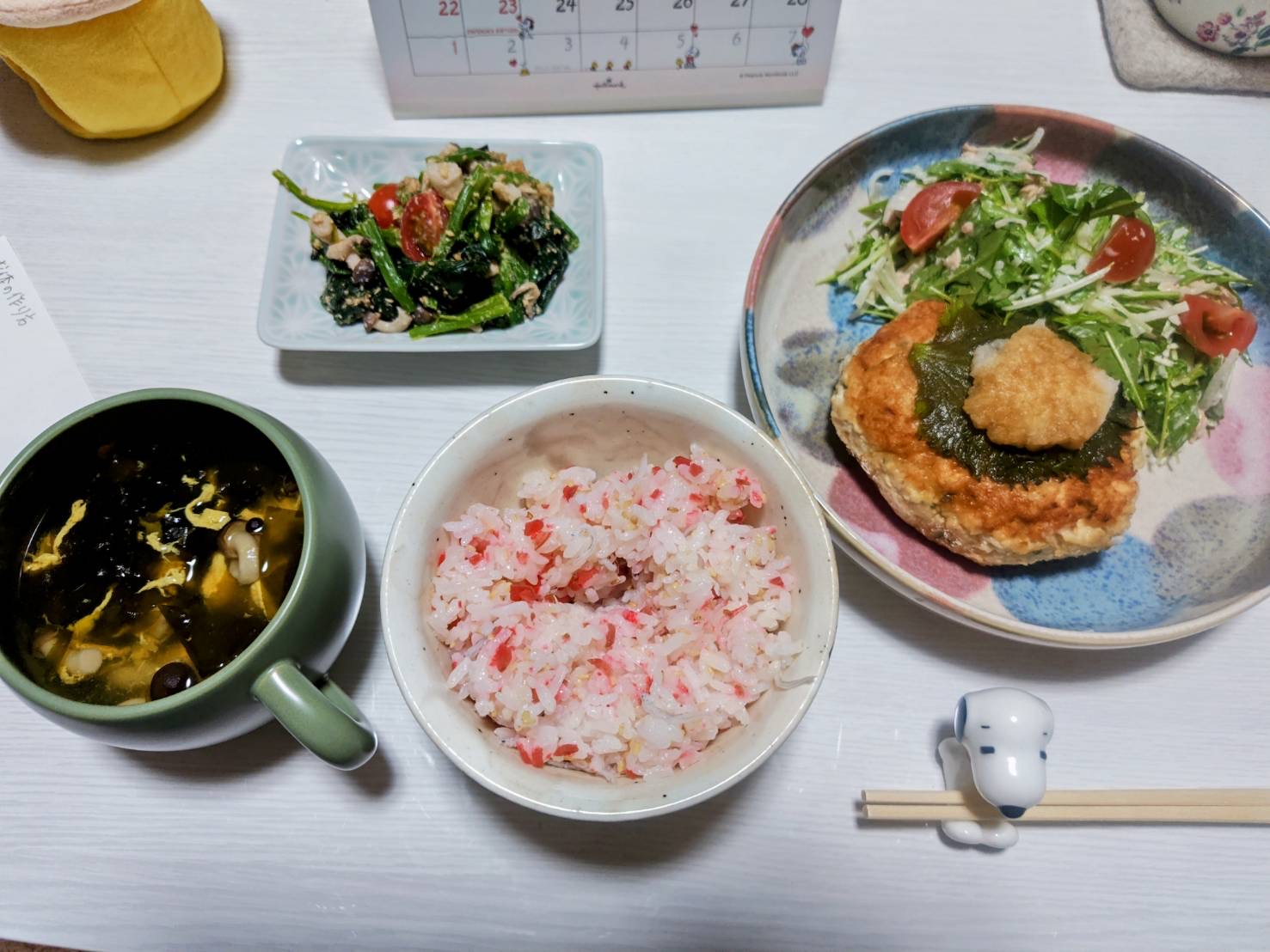 料理教室マンツーマン豆腐ハンバーグセット盛り付け