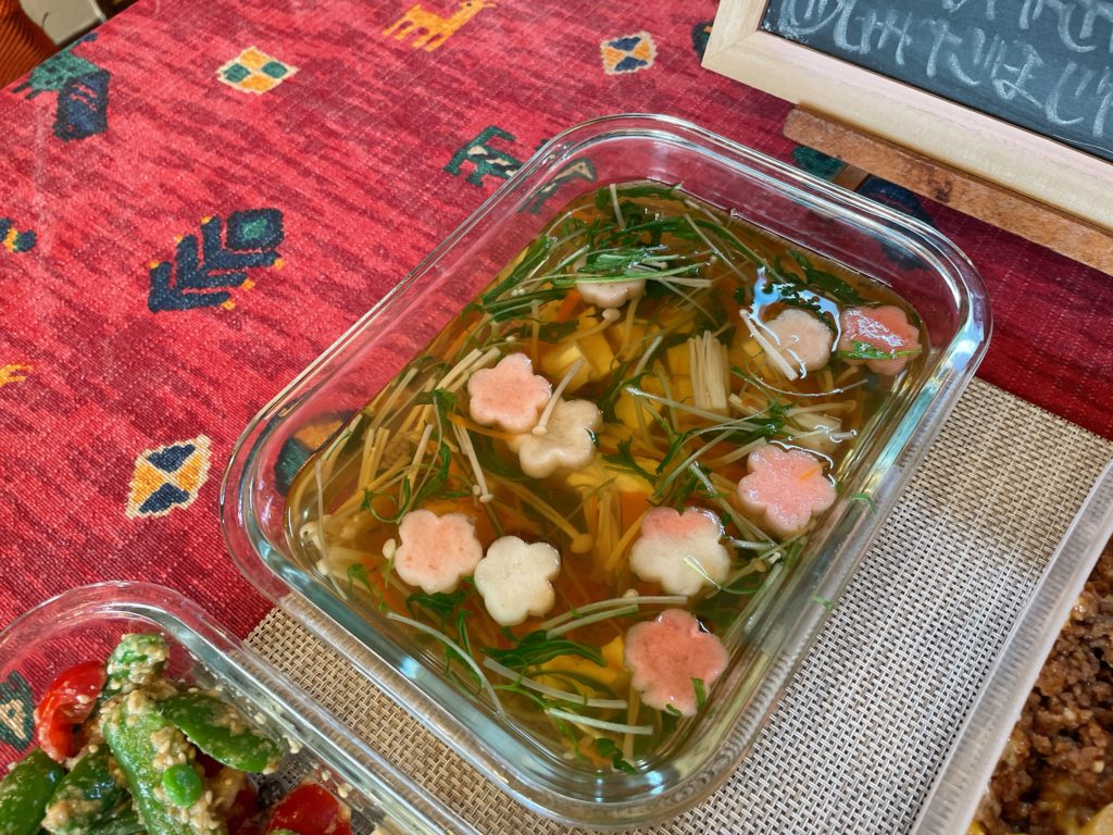 料理教室マンツーマン豆腐と野菜のお吸い物