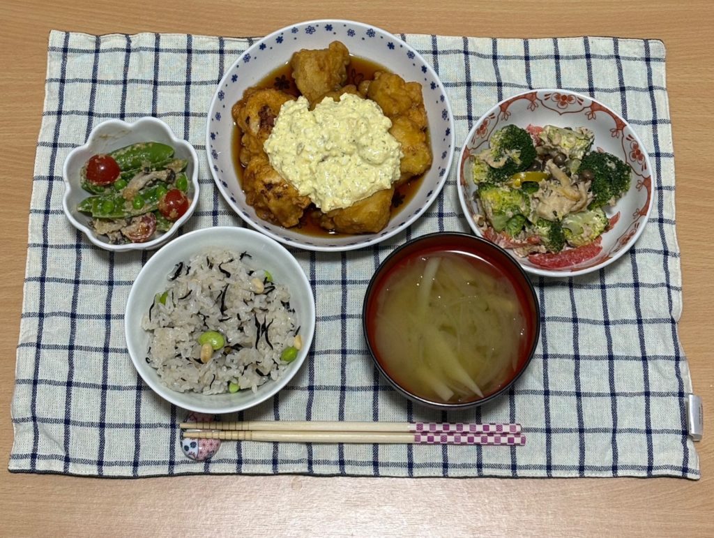 料理教室マンツーマンチキン南蛮セット盛り付け