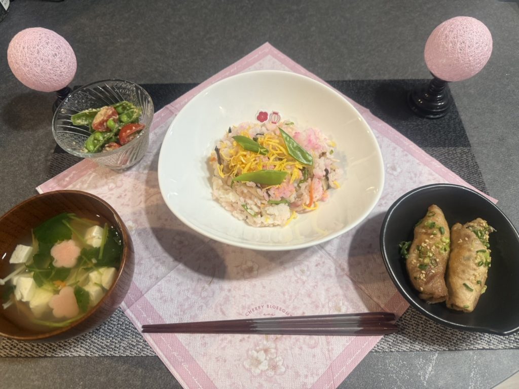 料理教室マンツーマンちらし寿司セット盛り付け