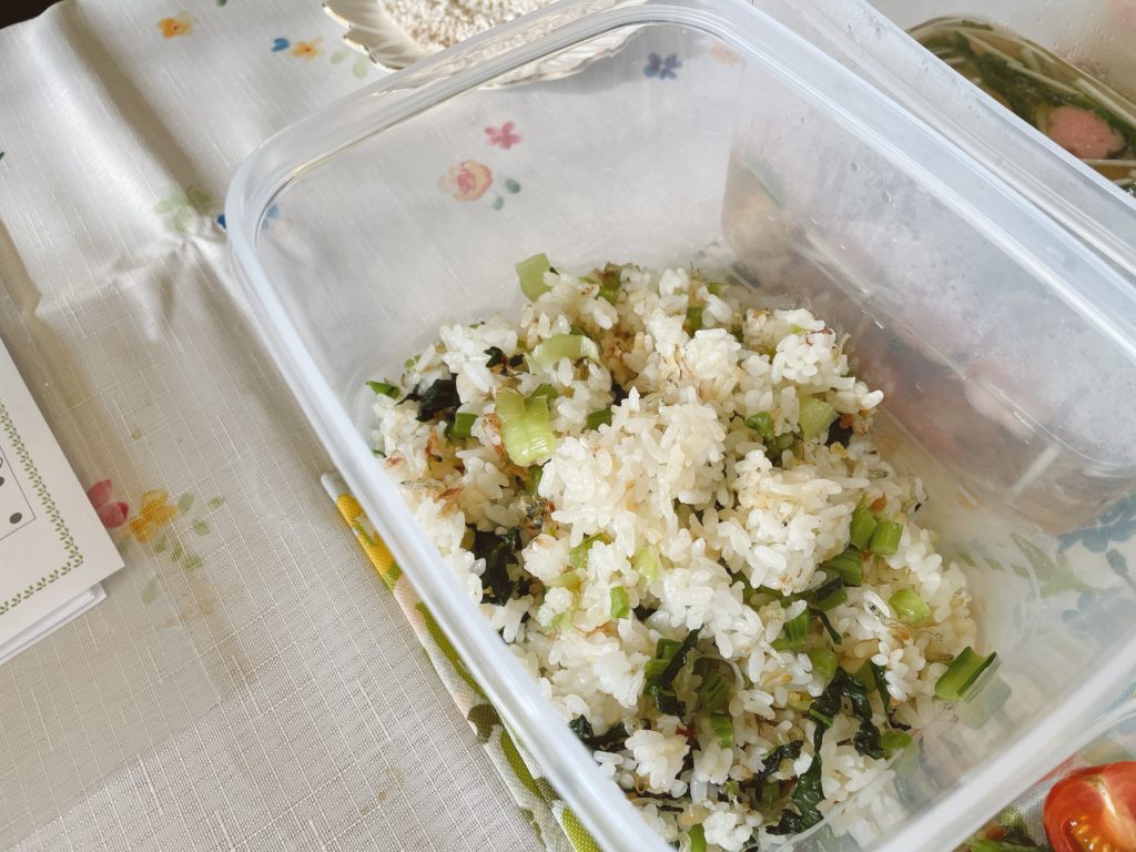 料理教室マンツーマン小松菜ごはん