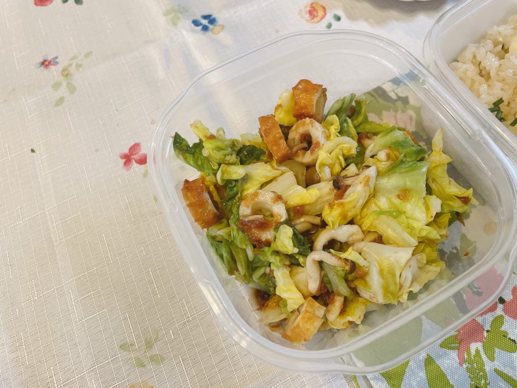 料理教室マンツーマンちくわキャベツ梅和え