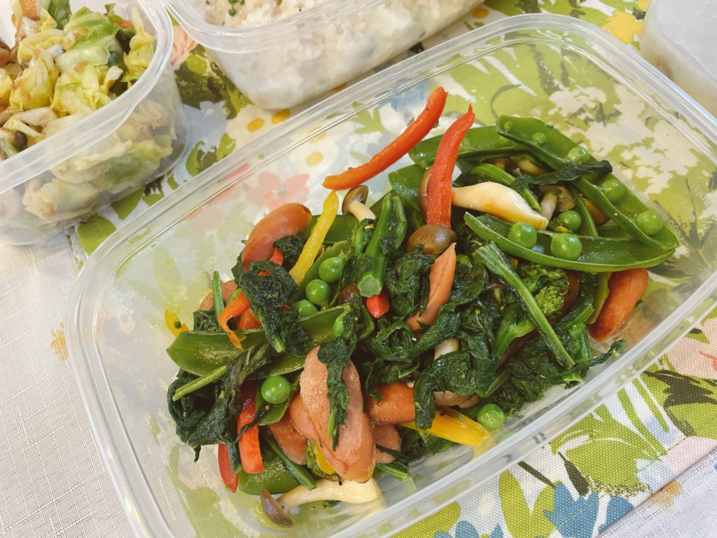 料理教室マンツーマン菜の花エンドウソテー