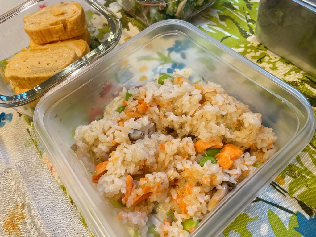 料理教室マンツーマン鮭炊き込みご飯