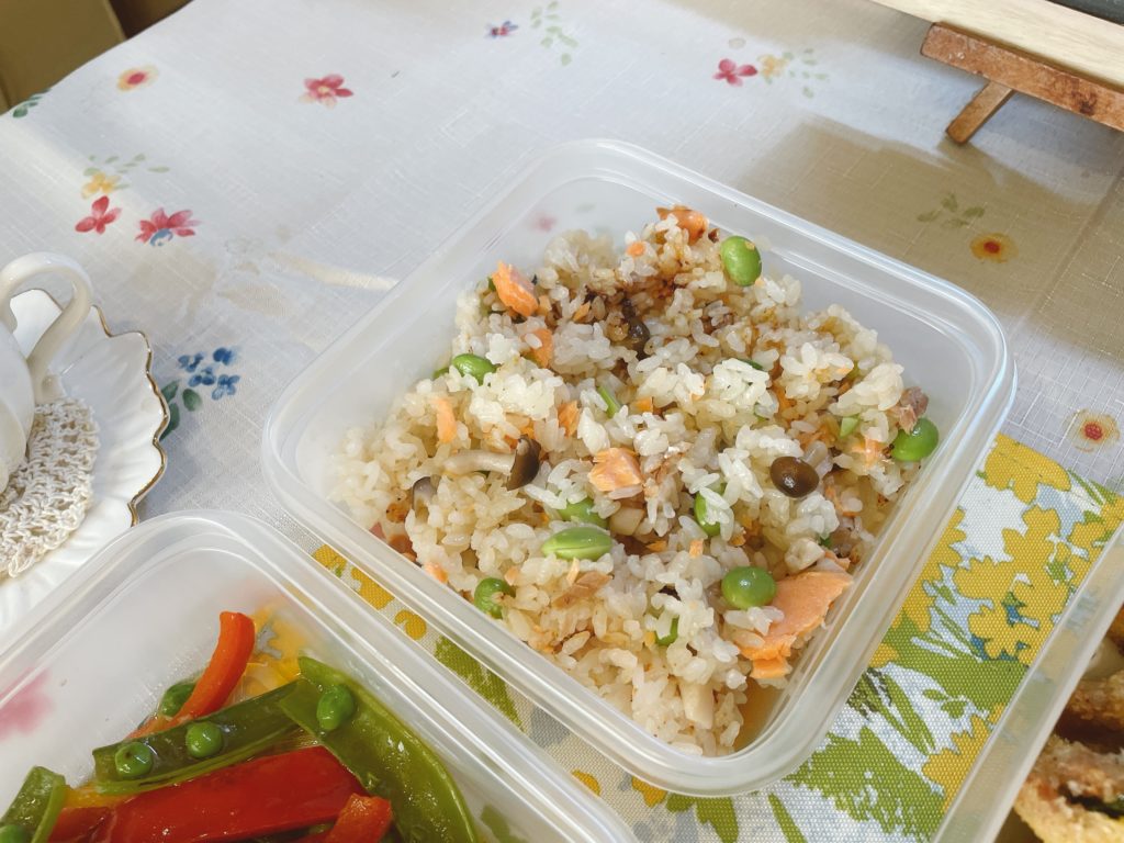 料理教室マンツーマン鮭炊き込みご飯