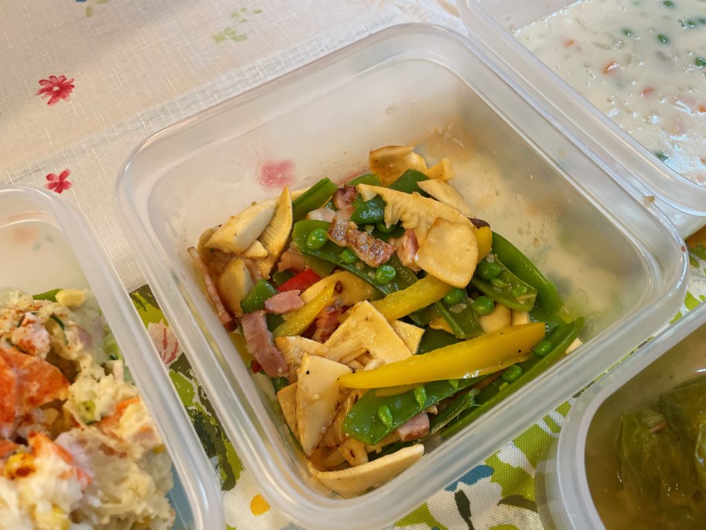 料理教室マンツーマンエンドウソテー