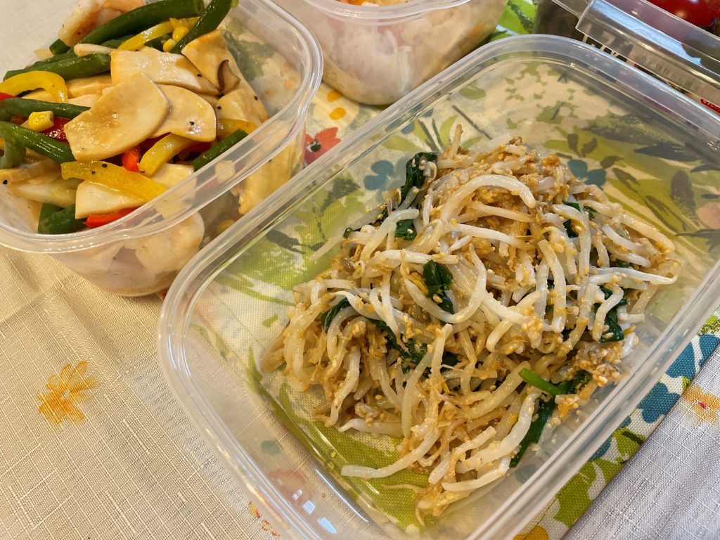 料理教室マンツーマンもやし胡麻和え
